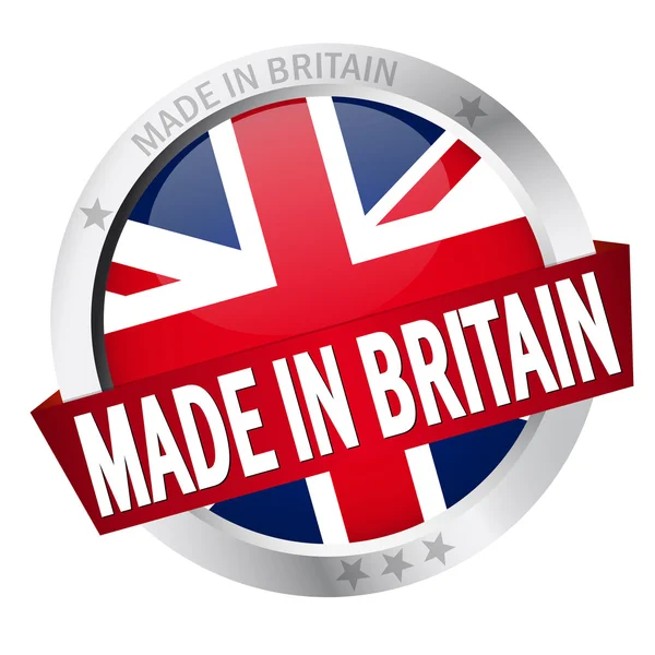 Botão com Banner MADE IN BRITAIN — Vetor de Stock
