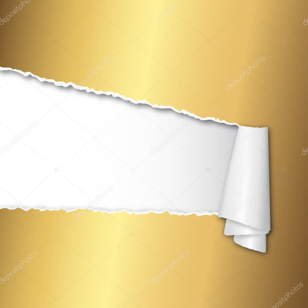 torn open golden paper with space for text