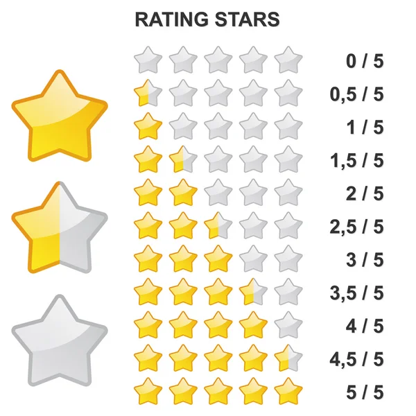 Rating Stars - 0 to 5 — Stock Vector