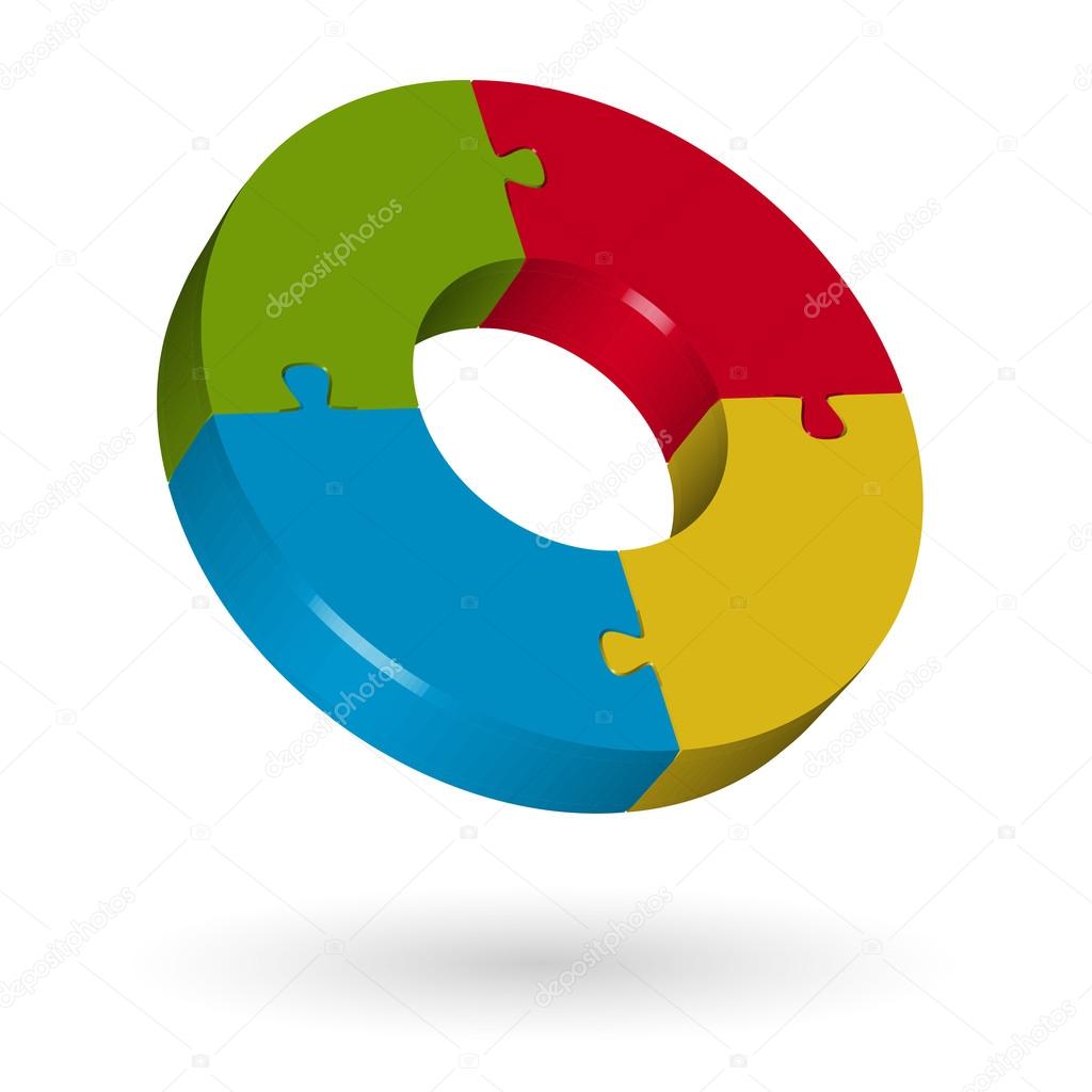 3D puzzle circle - 4 parts
