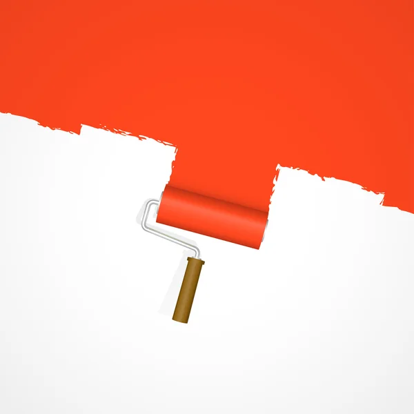 Rodillo de pintura de fondo - repintando rojo — Vector de stock