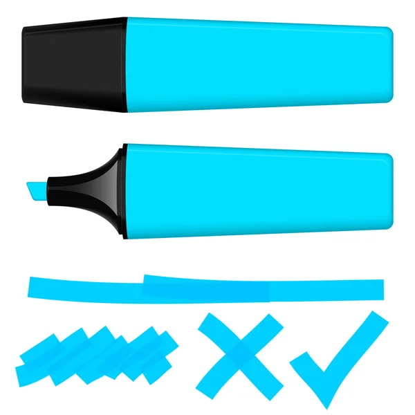 Resaltador azul con marcas — Vector de stock