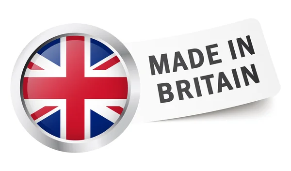 Pulsante con bandiera "MADE IN BRITAIN  " — Vettoriale Stock