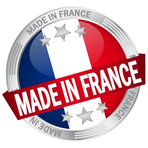 Кнопка с баннером Made in France — стоковый вектор