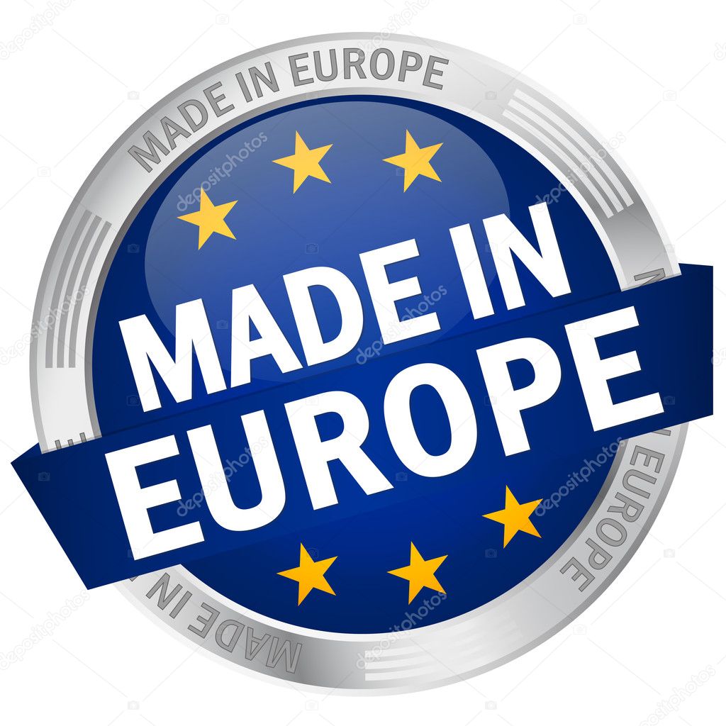 Button with banner Made in Europe