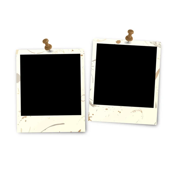 Két polaroid dirty pin tűvel — Stock Vector