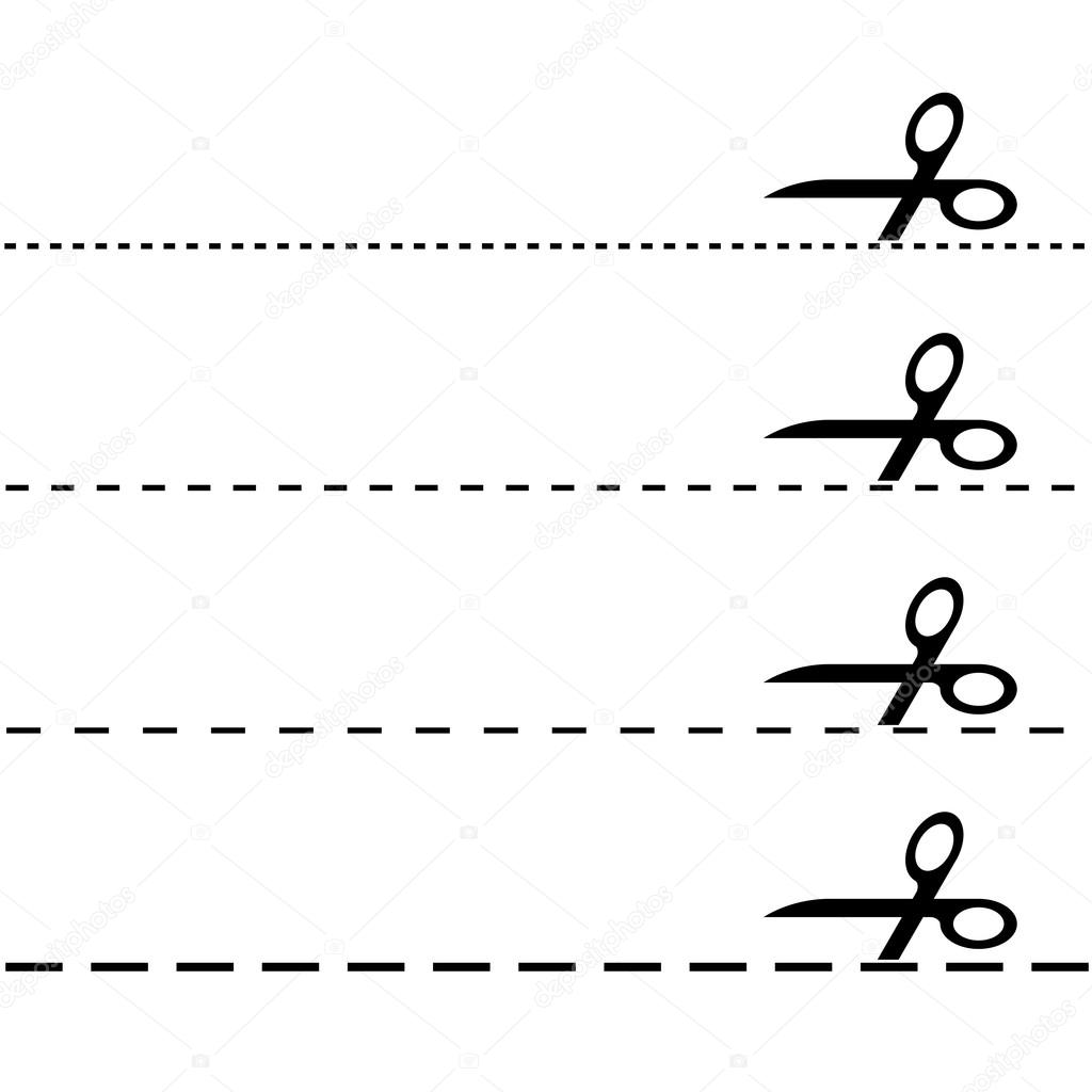 Set - scissors with dashed line