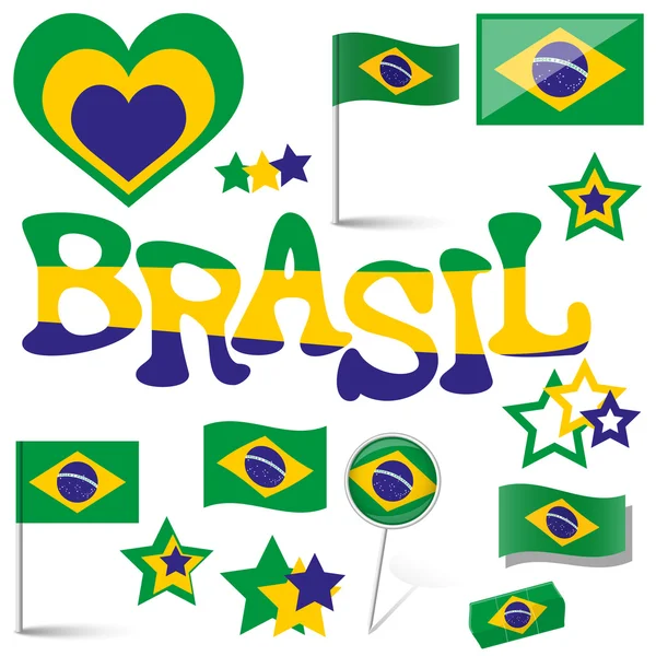Kolekce - brasil ikony a marketingové příslušenství — Stockový vektor