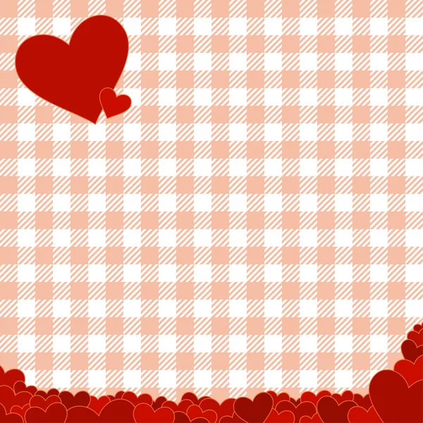 Checkered pattern with red hearts — Stock Vector