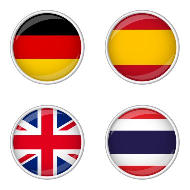 Button Collection - Germany, Spain, Great Britain, Thailand clipart