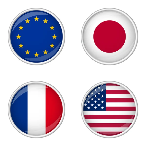 Κουμπί συλλογή - Ευρώπη, Ιαπωνία, Γαλλία, ΗΠΑ — Διανυσματικό Αρχείο
