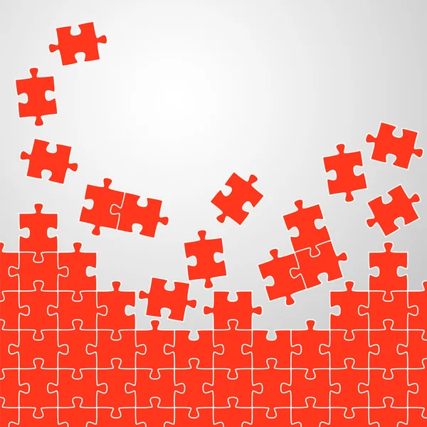 Puzzle pieces background red — Stock Vector