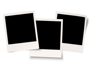 Blank polaroids on white background clipart