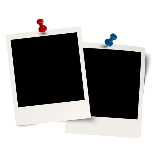 Blank polaroids with pin needle — Stock Vector