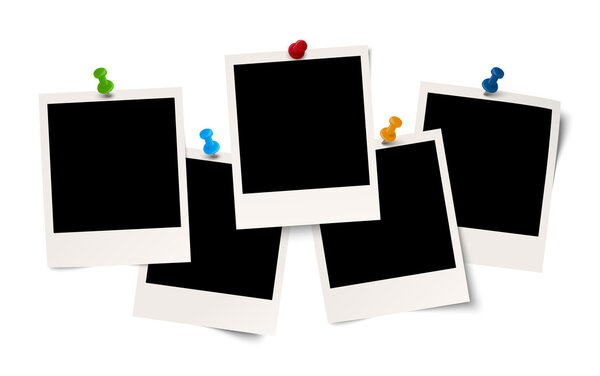 Blank polaroids with pin needle