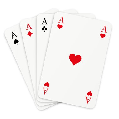 4 Aces on white background clipart