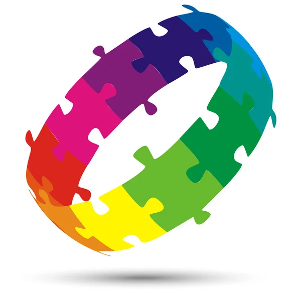 Παζλ 3d κύκλο χρώμα — Διανυσματικό Αρχείο