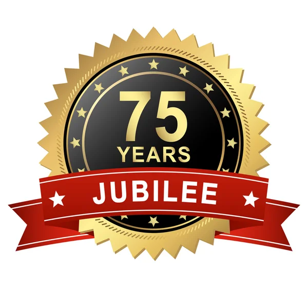 Jubilee Button with Banner - 75 YEARS — Stock Vector