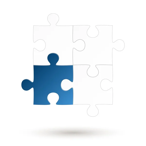 Puzzle - quatre parties - Option bleue — Image vectorielle