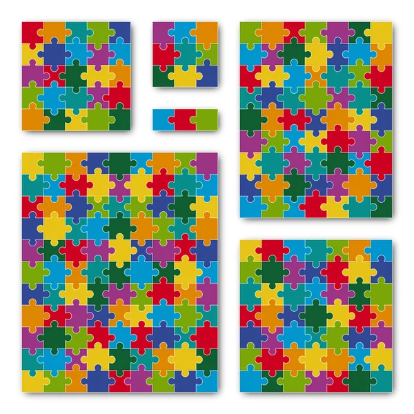 Puzzle Set - colorato - 6 puzzle — Vettoriale Stock