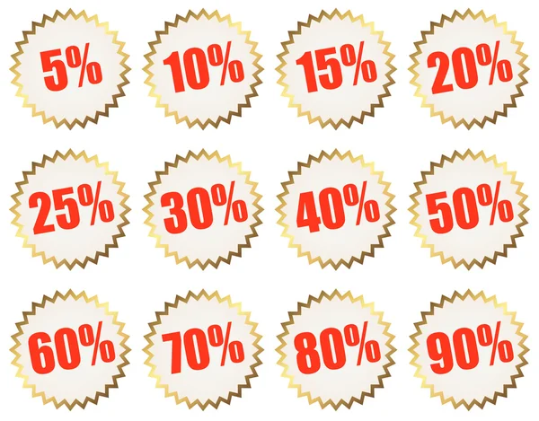 Discount Stickers - gold and red — Stock Vector