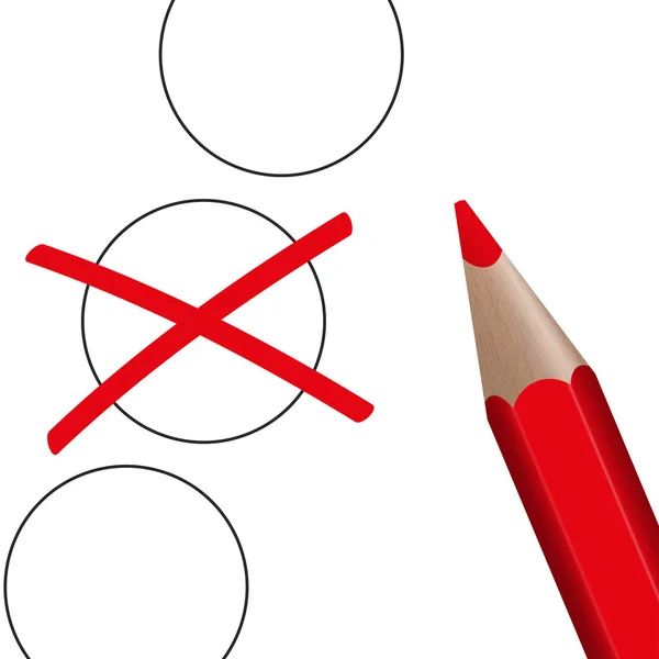 Wahl - roter Stift mit Kreuz — Stockvektor