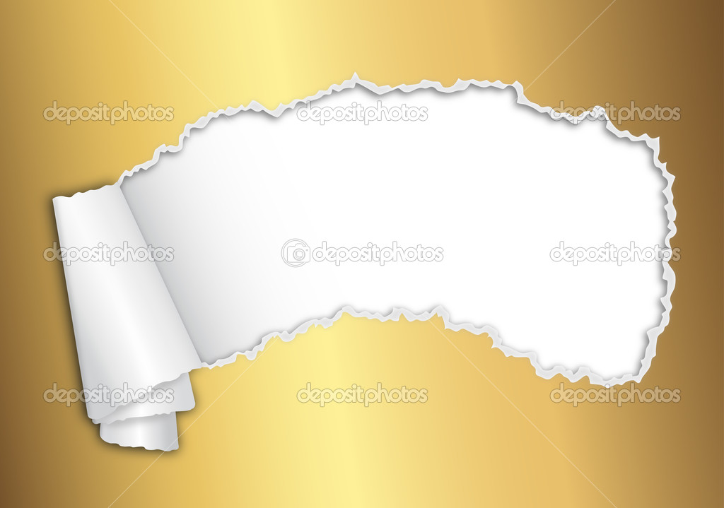 Torn open golden paper with space for text