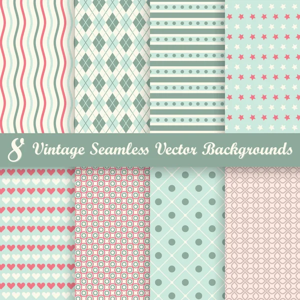 Collection seamless vintage backgrounds — Stock Vector