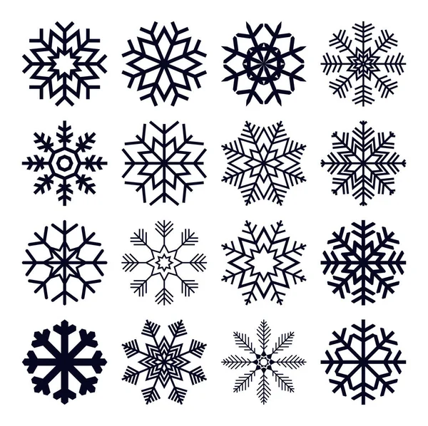 Eps10 Vector File Collection Different Abstract Snow Flakes Xmas Winter — Stock Vector
