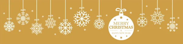 圣诞和新年的圣诞观念和祝福 挂上白色的雪花 挂上圣诞和新年的祝福 — 图库矢量图片