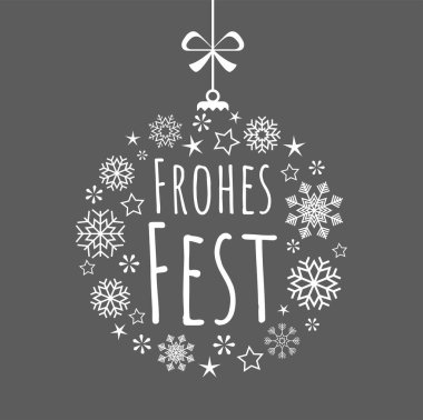 Renkli arkaplanda asılı duran mücevherli beyazı gösteren vektör, noel ve kış zamanı için farklı soyut kar tanelerinden oluşur (Almanca metin))