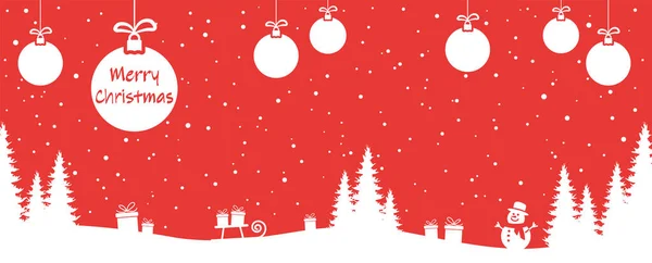 圣诞前夕和冬季的概念 红色的自然背景 冷杉树和其他圣诞节的象征 挂着五颜六色的白色圣诞灯饰 — 图库矢量图片