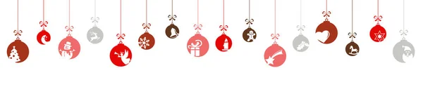 圣诞和寒假的概念或圣诞和新年的问候 挂上带有不同抽象图标的彩色彩灯 — 图库矢量图片