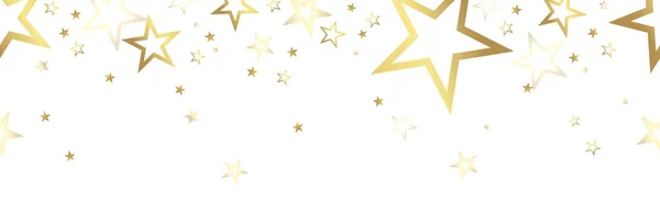 Epsベクトルファイルともにシームレスな星カラーゴールドクリスマス広告のためのパノラマバナースタイル — ストックベクタ