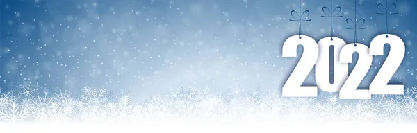 Eps Panoráma Banner Háttér Hóesés Fényhatások Üdvözlet Karácsony Újév 2022 — Stock Vector