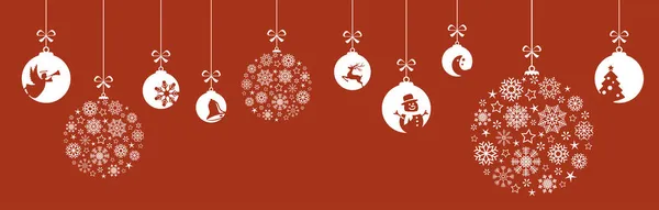 Wiszące Bombki Kolorowe Białe Różnych Abstrakcyjnych Ikon Boże Narodzenie Zimę — Wektor stockowy