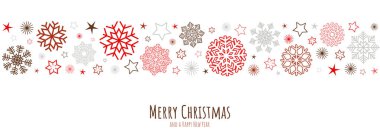 Yılbaşı ve kış mevsimi kavramları ve yeni yıl için kar taneleriyle yılbaşı kutlaması içeren vektör dosya pankartı