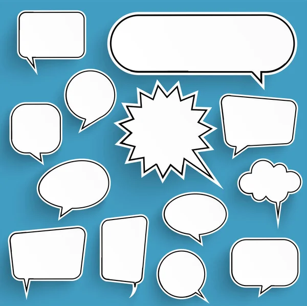 Eos Vector Illustration Collection White Speech Bubbles Shadow Looking Stickers — Stock Vector