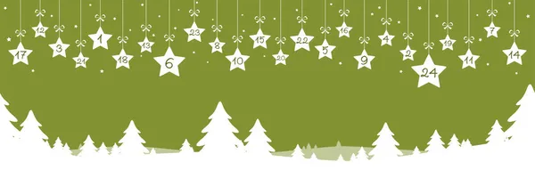Hängende Weiße Weihnachtssterne Mit Zahlen Von Bis Die Adventskalender Für — Stockvektor