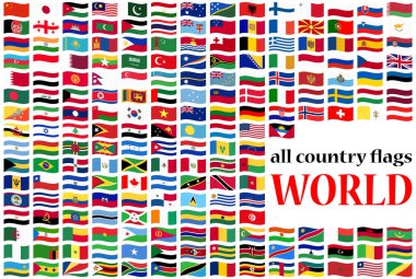 Dünyanın tüm ulusal ülkelerin bayrakları topluluğu