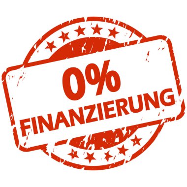 Kırmızı yuvarlak grunge damgalı EPS 10 vektörü, afiş ve metin 0% finansman (Almanca)