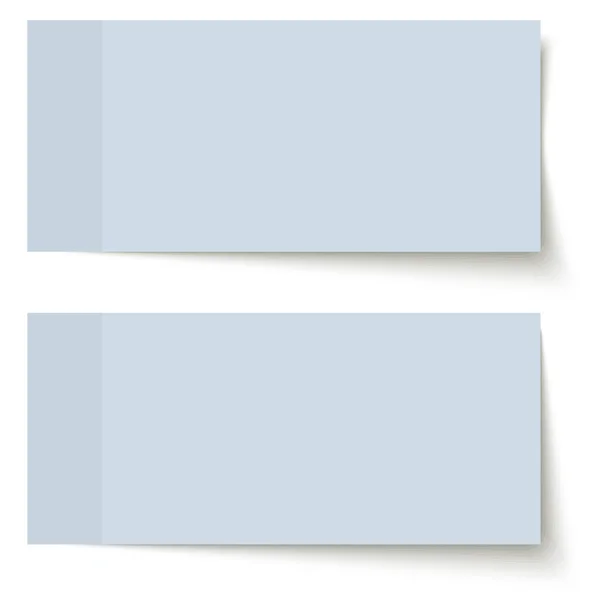 Twee Verschillende Kleverige Papieren Met Schaduw Blauw Witte Achtergrond — Stockvector