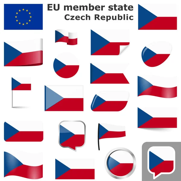 チェコ共和国の国旗とボタンのコレクション — ストックベクタ