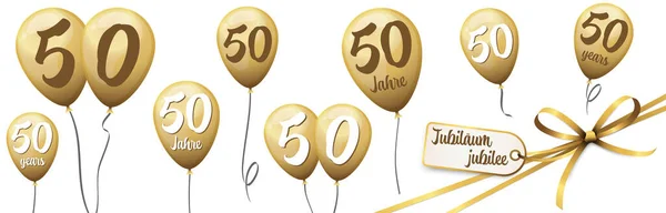 Eps Vector Illustratie Bestand Met Business Gouden Jubileum Ballonnen Tekst — Stockvector