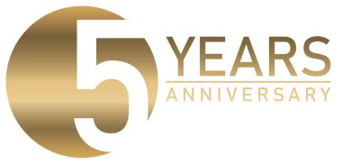 Başarı için beyaz arkaplan üzerinde altın yıldönümü mührü olan vektör dosyasını veya metin ile 5 yıllık şirket jübilesini kaydeder