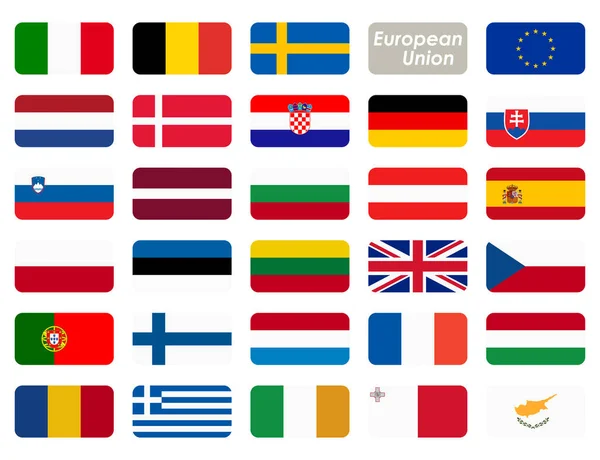 Avrupa Birliği Nin Tüm Ulusal Ülkelerin Bayrakları Topluluğu — Stok Vektör