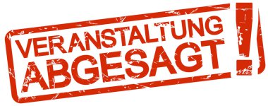 EPS vektör kauçuk damga kırmızı metin olayı iptal edildi (Almanca metin)
