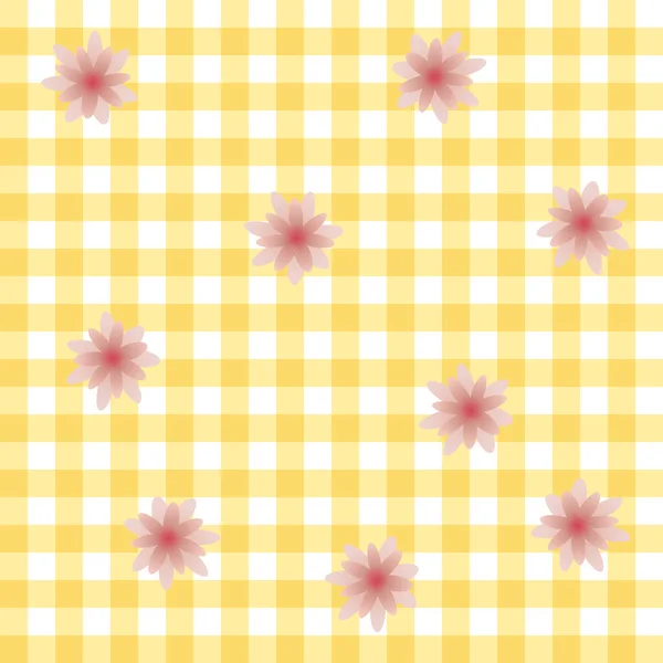 Pink Flowers Checkered Background Vector Endlessly — Stock Vector