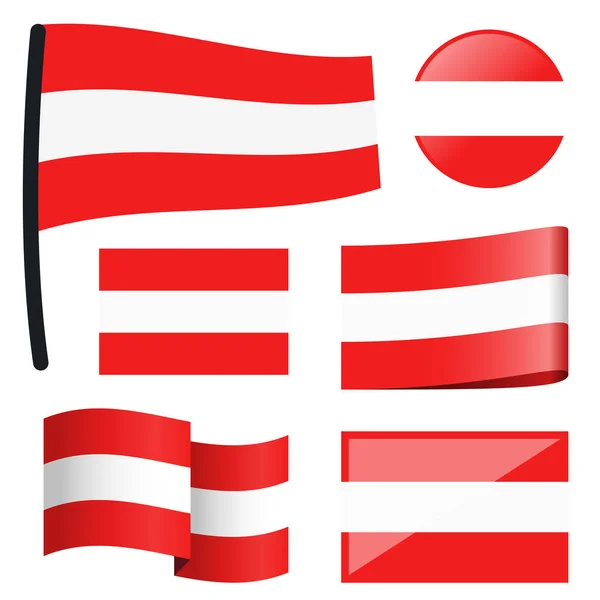 Coleção Diferentes Bandeiras Balançadas País Áustria — Vetor de Stock