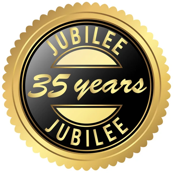 Seal Colored Black Gold Thirty Five Years Jubilee — Stock Vector